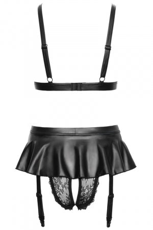 Soutien-gorge et slip fendu à jarretelles noir Cottelli LINGERIE · Cotelli Lingerie · vue 4