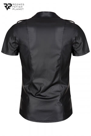 Chemise manches courtes wetlook noire Luca · Regnes · vue 3