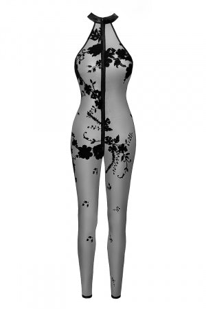 Combinaison zippée Ego tulle floqué · Noir Handmade · vue 4