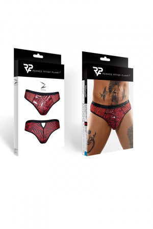Slip type brésilien zébré rouge et noir · Regnes · vue 3