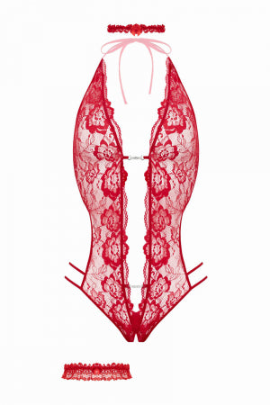 Ensemble body ouvert Renee rouge Christine · Christine · vue 4