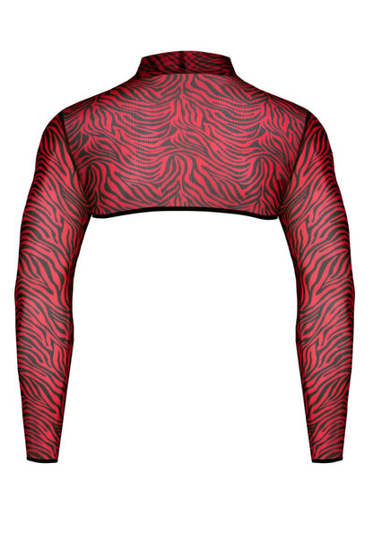 Crop top homme en tulle zébré rouge et noir Regnes