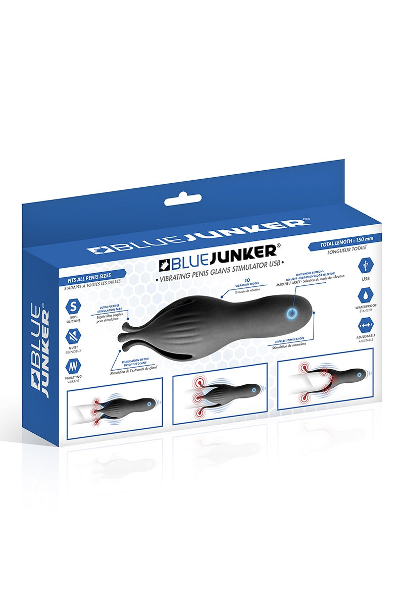 Stimulateur de gland vibrant rechargeable en silicone Blue Junker