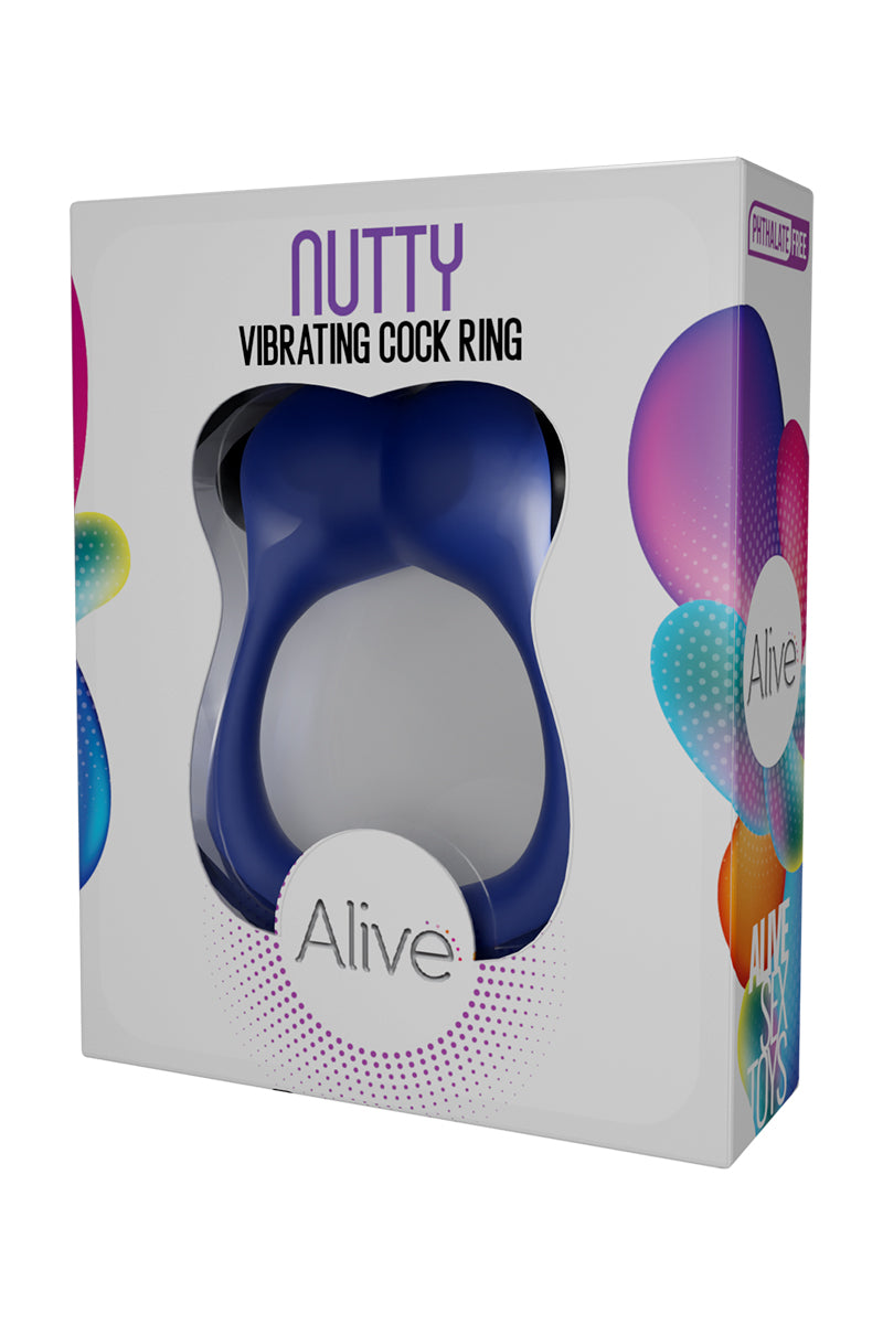 Cockring vibrant en silicone Nutty bleu tempête Alive