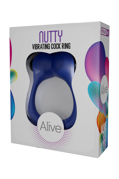 Cockring vibrant en silicone Nutty bleu tempête Alive
