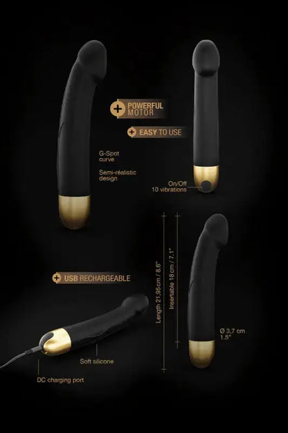 Vibromasseur point G rechargeable avec moteur puissant et design élégant, 10 vibrations, charge USB, silicone doux.