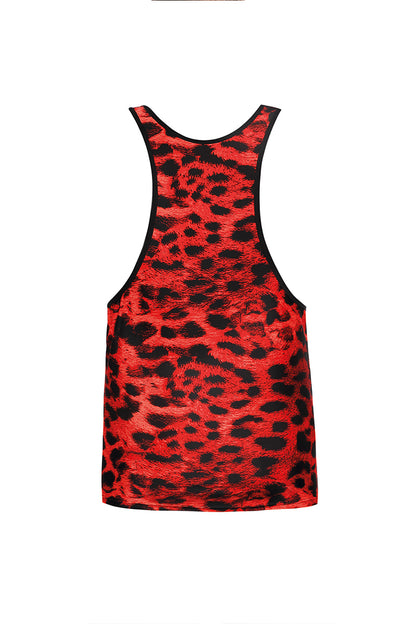 Débardeur homme motif animal rouge et noir Savage Anaïs for Men