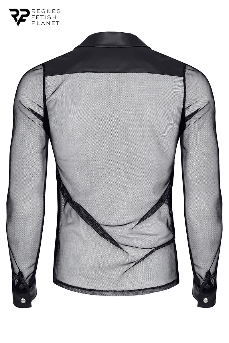 Chemise homme slim maille transparente et wetlook Cesare Regnes