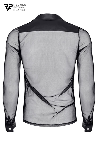Chemise homme slim maille transparente et wetlook Cesare Regnes