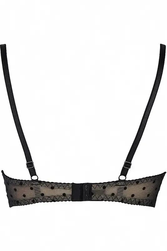 Soutien-gorge noir à pois noirs brettelles noires