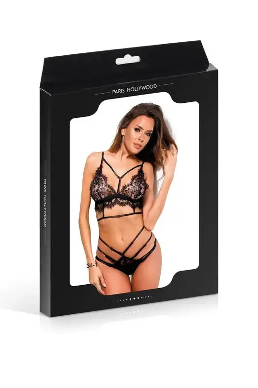 Emballage de l’ensemble de lingerie noir Ensemble sexy dentelle - Paris Hollywood
