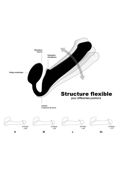 Gode ceinture anatomique flexible noir Strap-on-Me