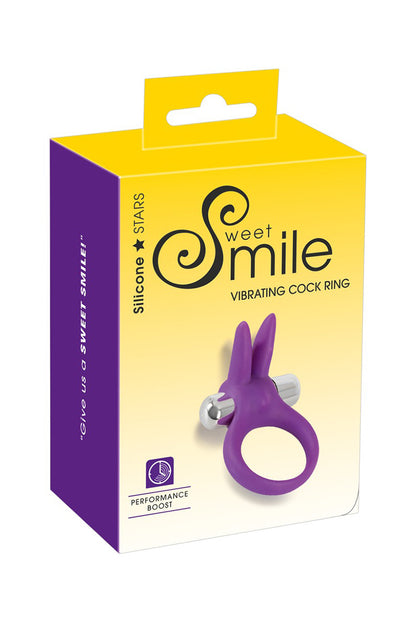 Cockring vibrant rabbit en silicone soyeux Sweet Smile