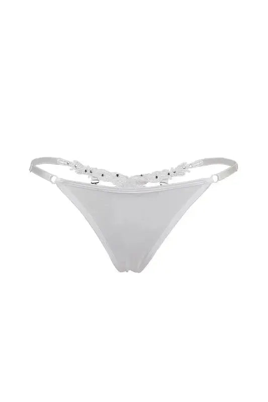 String ouvert blanc à strass Paris Hollywood pour sublimer votre sensualité et mettre en valeur votre côté séducteur.