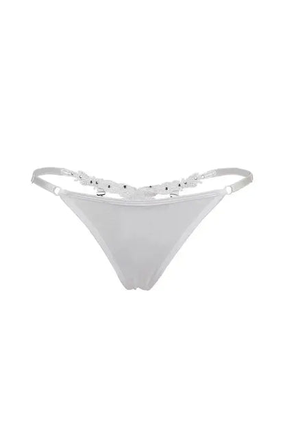 String ouvert blanc à strass Paris Hollywood pour sublimer votre sensualité et mettre en valeur votre côté séducteur.