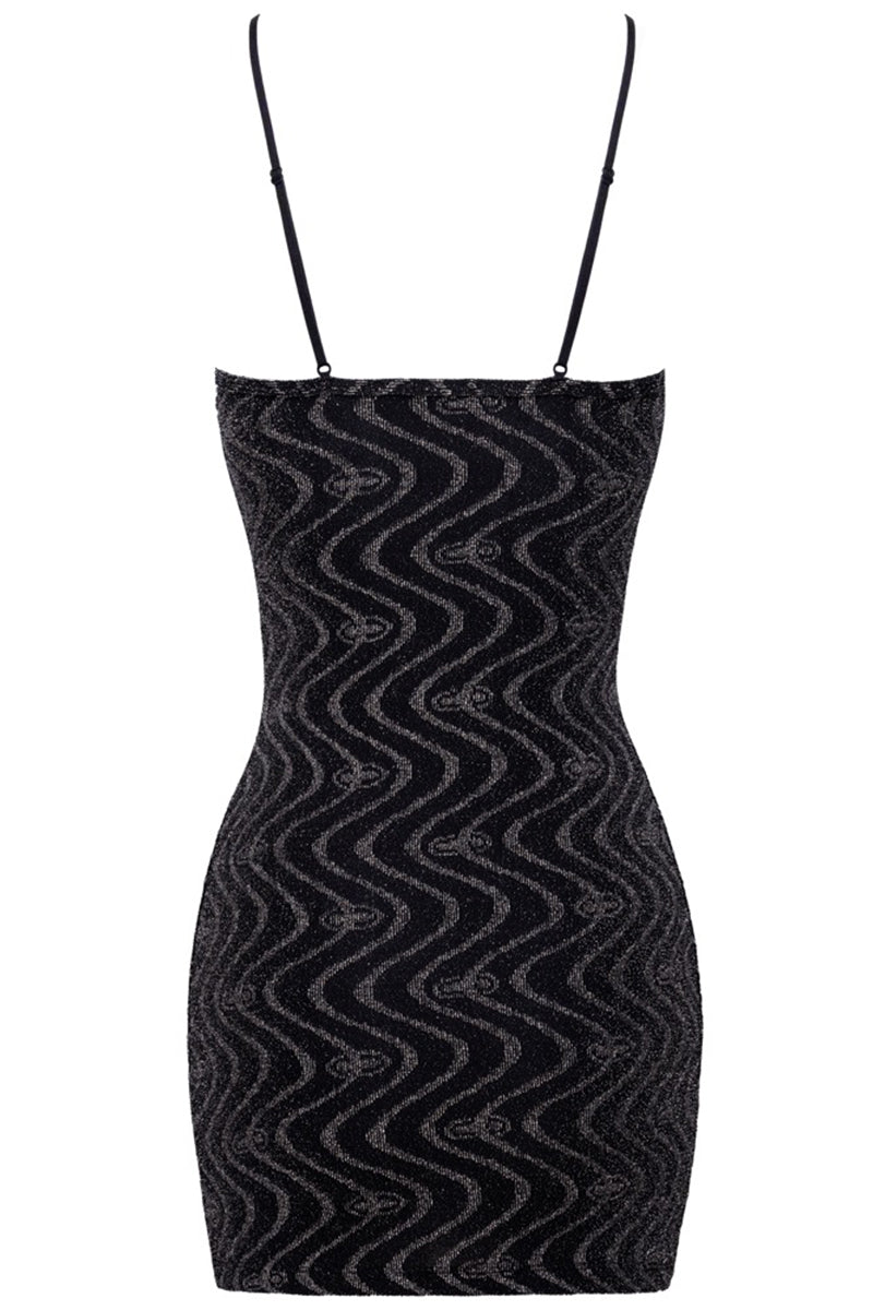Mini robe scintillante à motif zigzag Party noire Cottelli