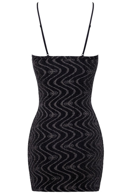Mini robe scintillante à motif zigzag Party noire Cottelli