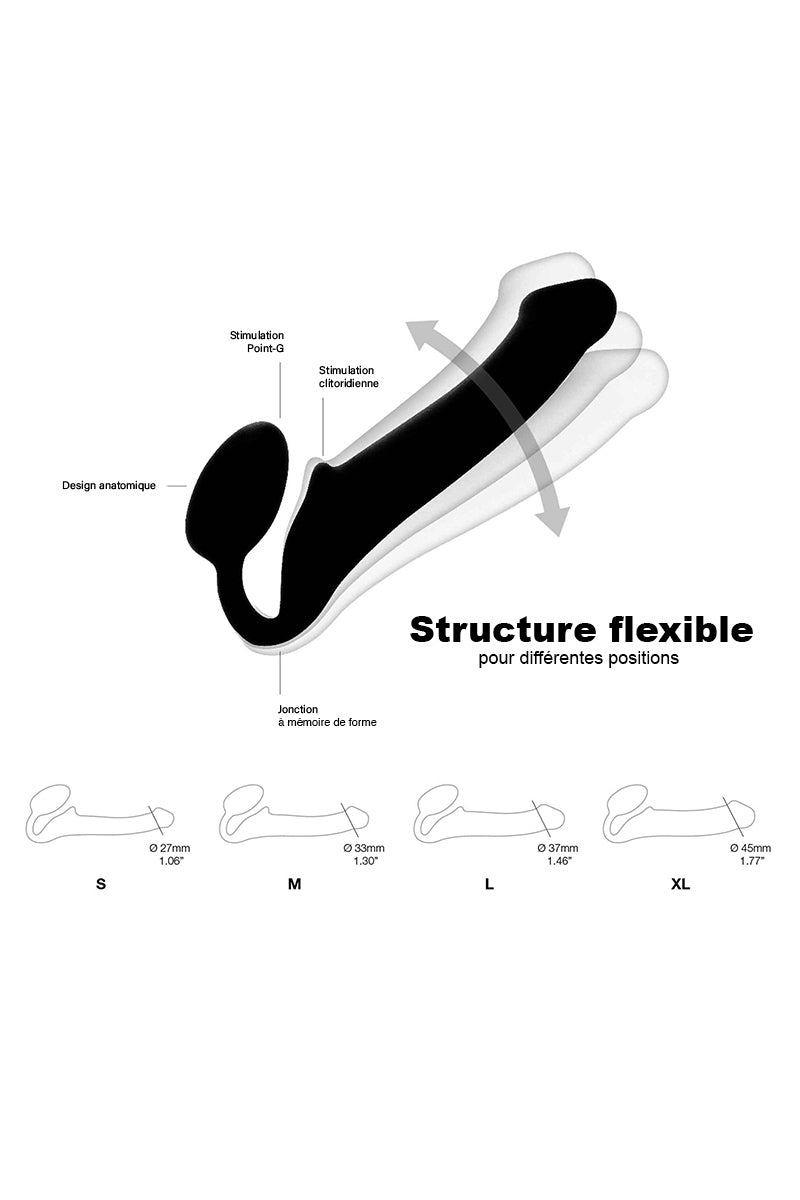 Gode ceinture anatomique flexible noir Strap-on-Me