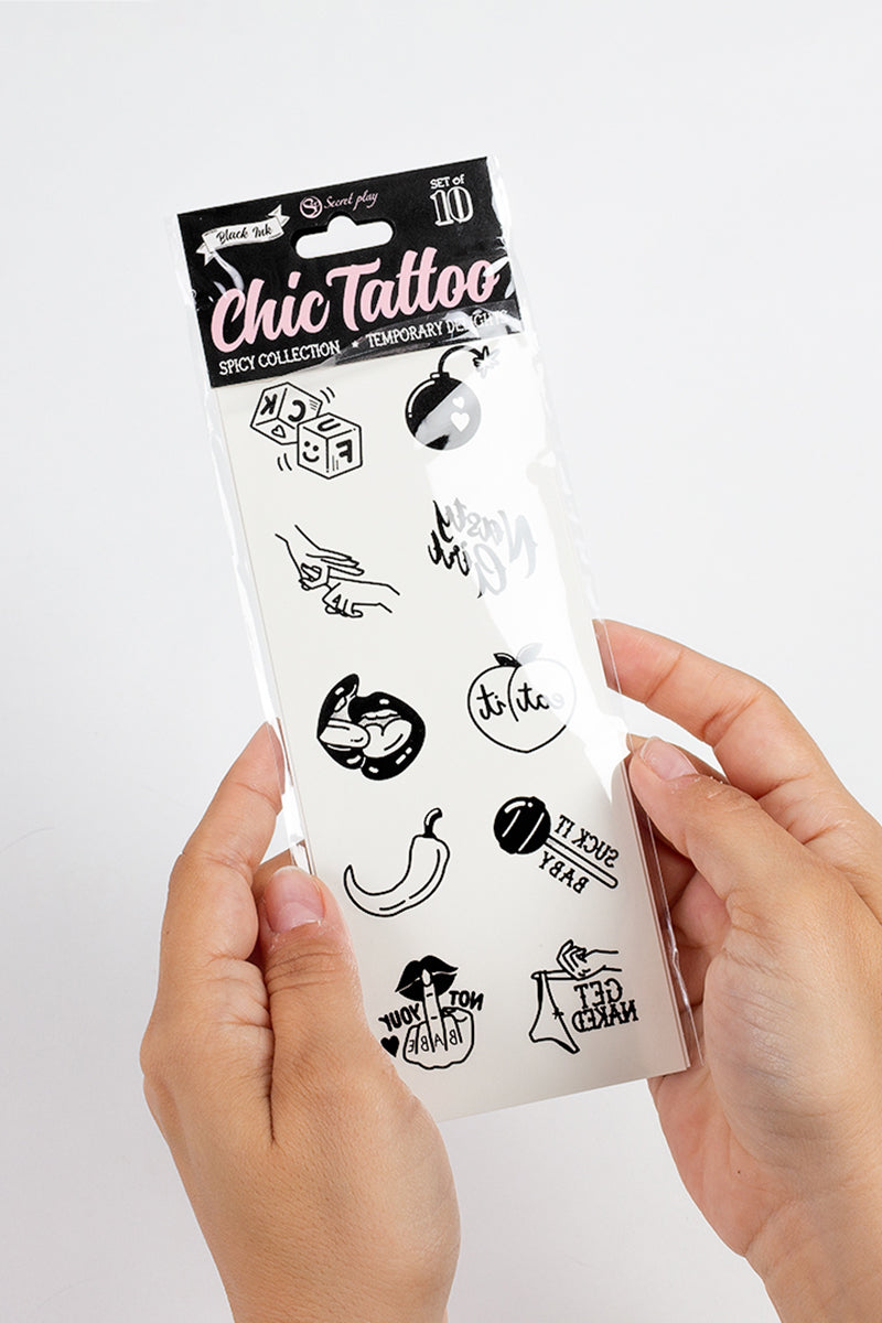 Lot de 10 tatouages temporaires Spicy Collection Secret Play