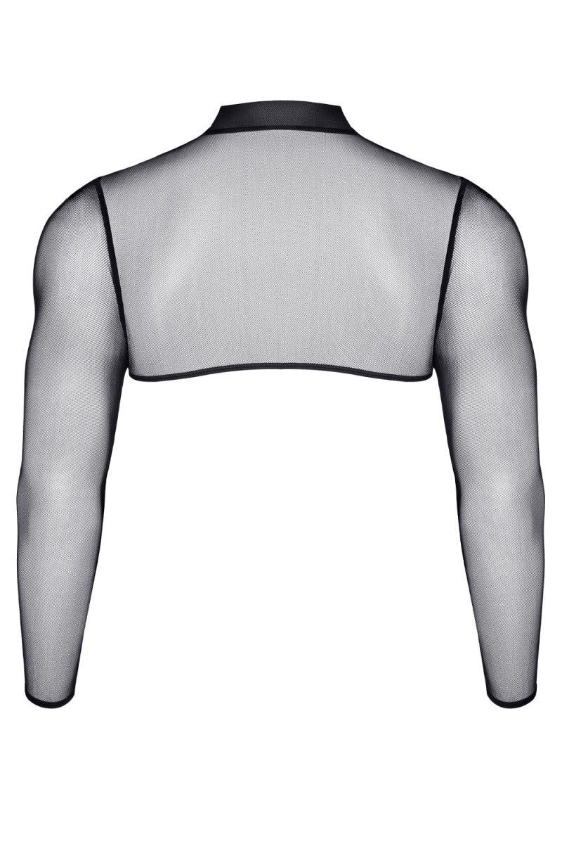 Crop top homme en tulle transparent noir Regnes