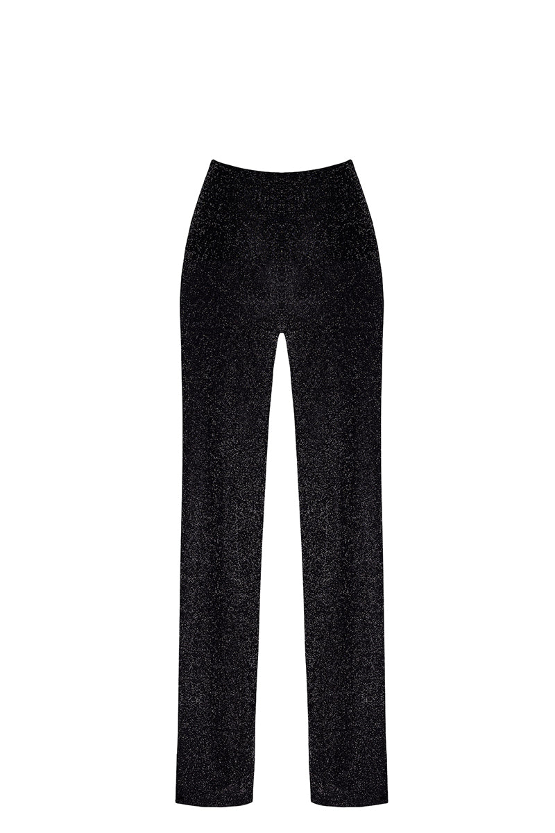 Pantalon transparent en maille pailletée Onyx Noir Handmade