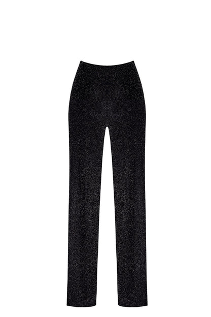 Pantalon transparent en maille pailletée Onyx Noir Handmade