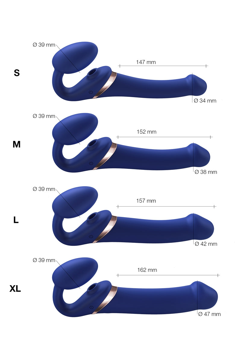 Gode-ceinture vibrant à langue Multi Orgasm bleu nuit Strap-on-Me
