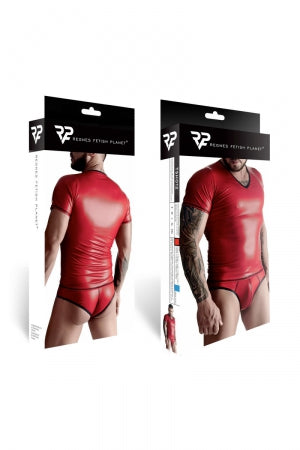T-shirt wetlook rouge · Regnes · vue 3