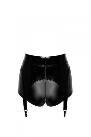 Short à jarretelles Glam vinyle et wetlook · Noir Handmade · vue 3