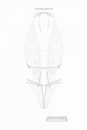 Ensemble body ouvert Renee blanc Christine · Christine · vue 3