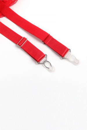 Porte-jarretelles dentelle large Rouge · Litolu Lingerie · vue 3