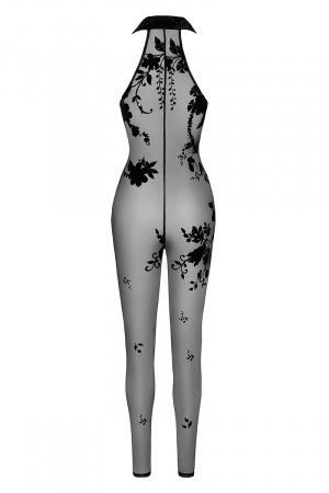 Combinaison zippée Ego tulle floqué · Noir Handmade · vue 3