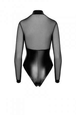 Body Edge zippé avec anneaux wetlook et tulle · Noir Handmade · vue 3