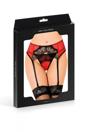 Porte-jarretelles rouge et noir grande taille · Paris Hollywood · vue 3