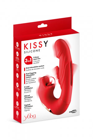 Vibromasseur rabbit 3-en-1 Kissy rouge · Yoba · vue 3