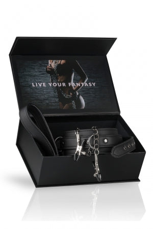 Collier cuir avec chaînes de seins · Easytoys Fetish Collection · vue 3