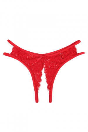 String ouvert dentelle Rouge · Litolu Lingerie · vue 3