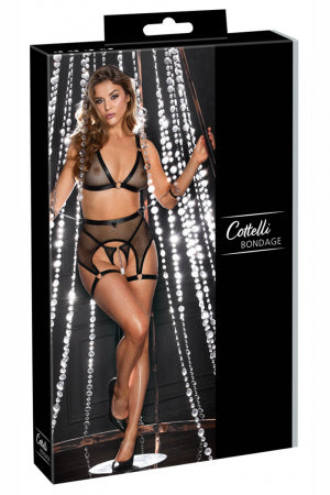Ensemble Fetish noir en dentelle · Cotelli Bondage · vue 3