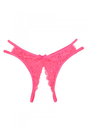 String ouvert dentelle Rose · Litolu Lingerie · vue 3