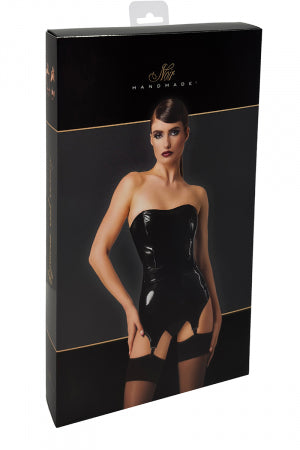 Corset porte-jarretelle vinyle Dominae · Noir Handmade · vue 3