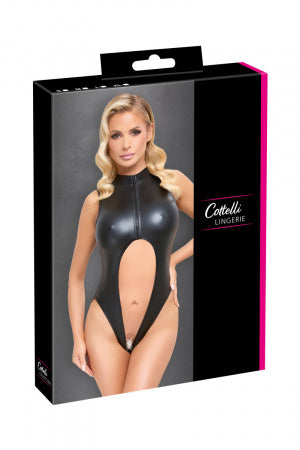 Body noir ouvert à l'entrejambe · Cotelli Lingerie · vue 3