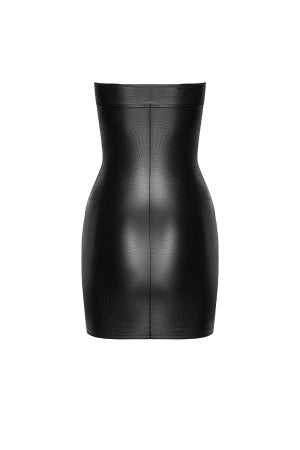 Mini robe bustier Wild wetlook effet croco · Noir Handmade · vue 3