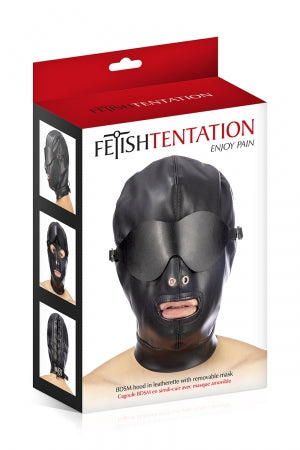 Cagoule simili cuir avec bandeau amovible · Fetish Tentation · vue 3