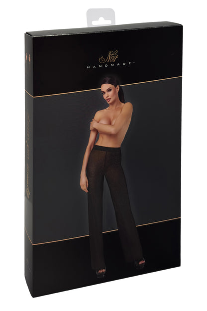 Pantalon transparent en maille pailletée Onyx Noir Handmade
