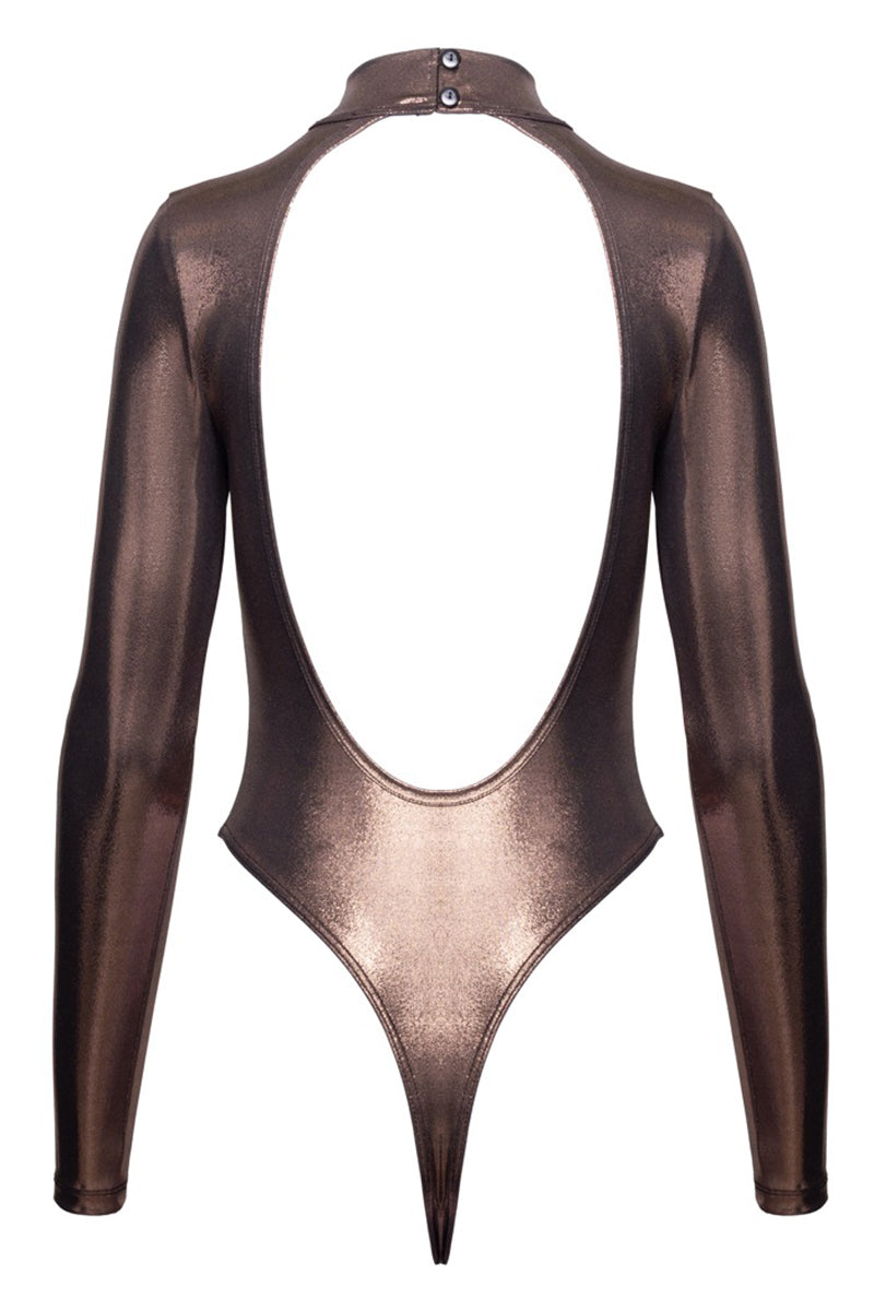 Body moulant à manches longues cuivre rose doré Cottelli
