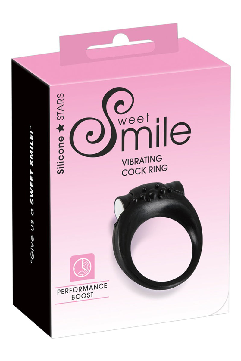 Cockring vibrant en silicone avec mini vibro noir Sweet Smile