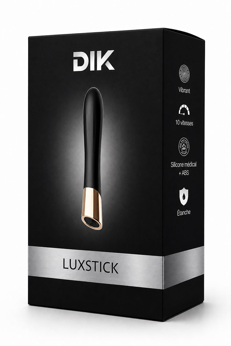 Mini vibromasseur rechargeable Luxstick noir et or DIK