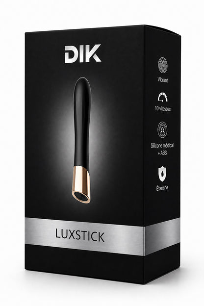Mini vibromasseur rechargeable Luxstick noir et or DIK