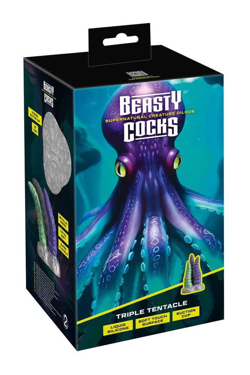 Gode triple tentacule à ventouse Triple Tentacle Beasty Cocks