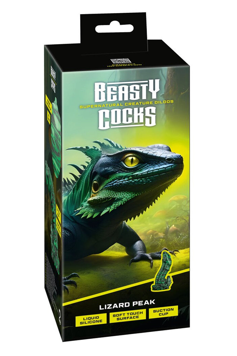 Gode lézard vert marbré en silicone Lizard Peak Beasty Cocks